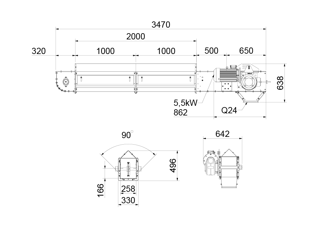 Chain conveyor for intake pit SRL60