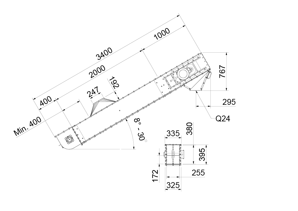 Chain conveyor SR80 (inclined 10°-30°)