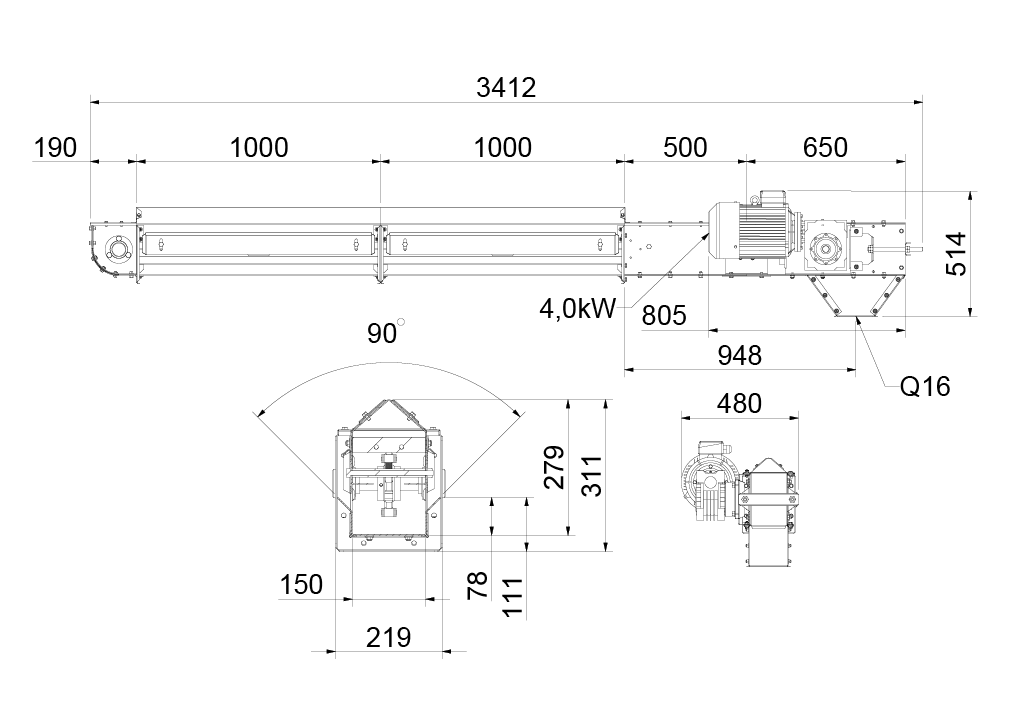 Chain conveyor for intake pit SR25