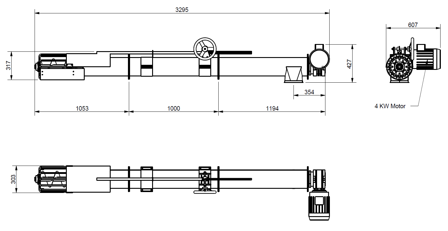 Rohrschnecken SS205 komplett mit Getriebemotor (55 t/t)