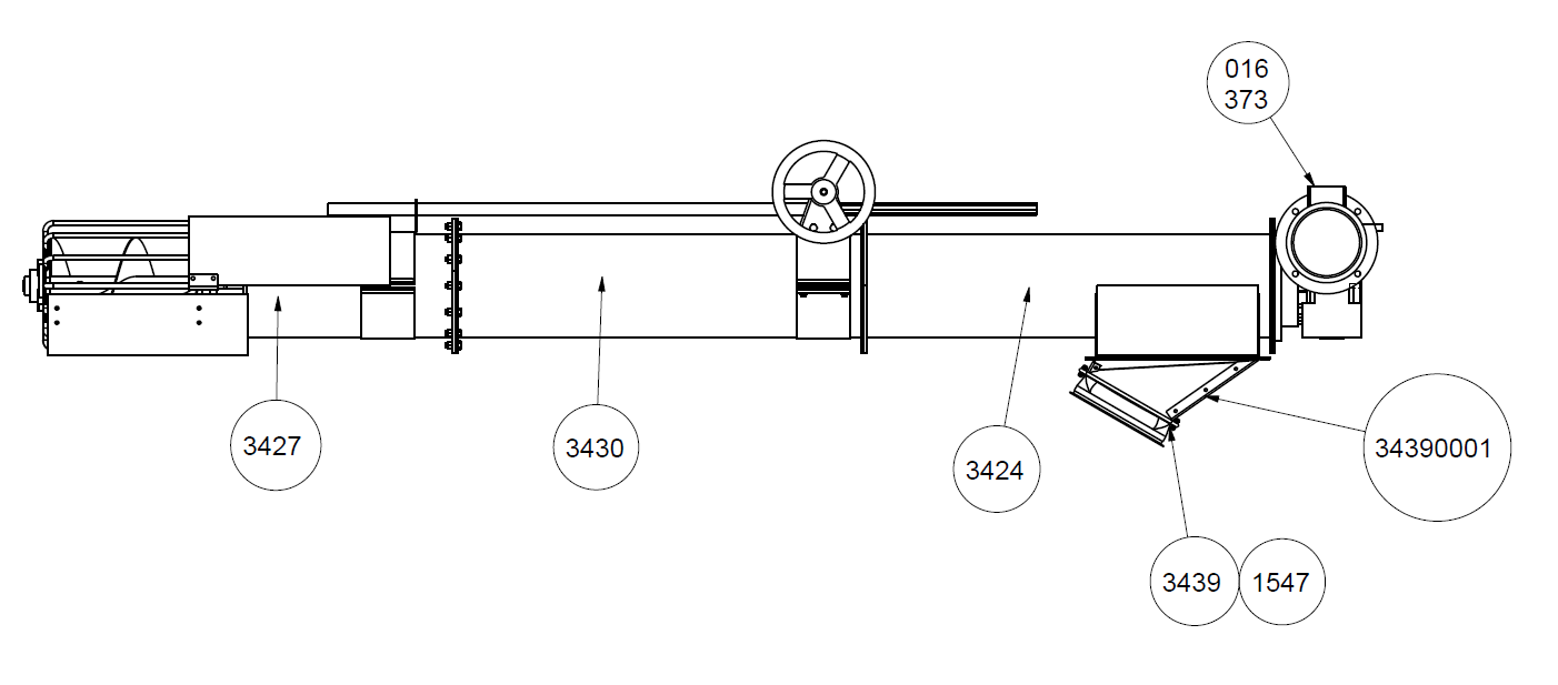 Auger conveyor SS254 complete with gear and motor (90 t/t)