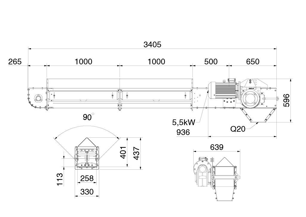 Chain conveyor for intake pit SR40